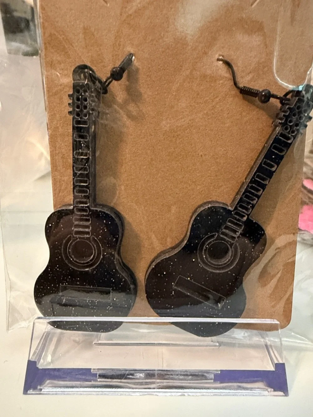 Guitar Dangle Earrings - Picture 2 of 3